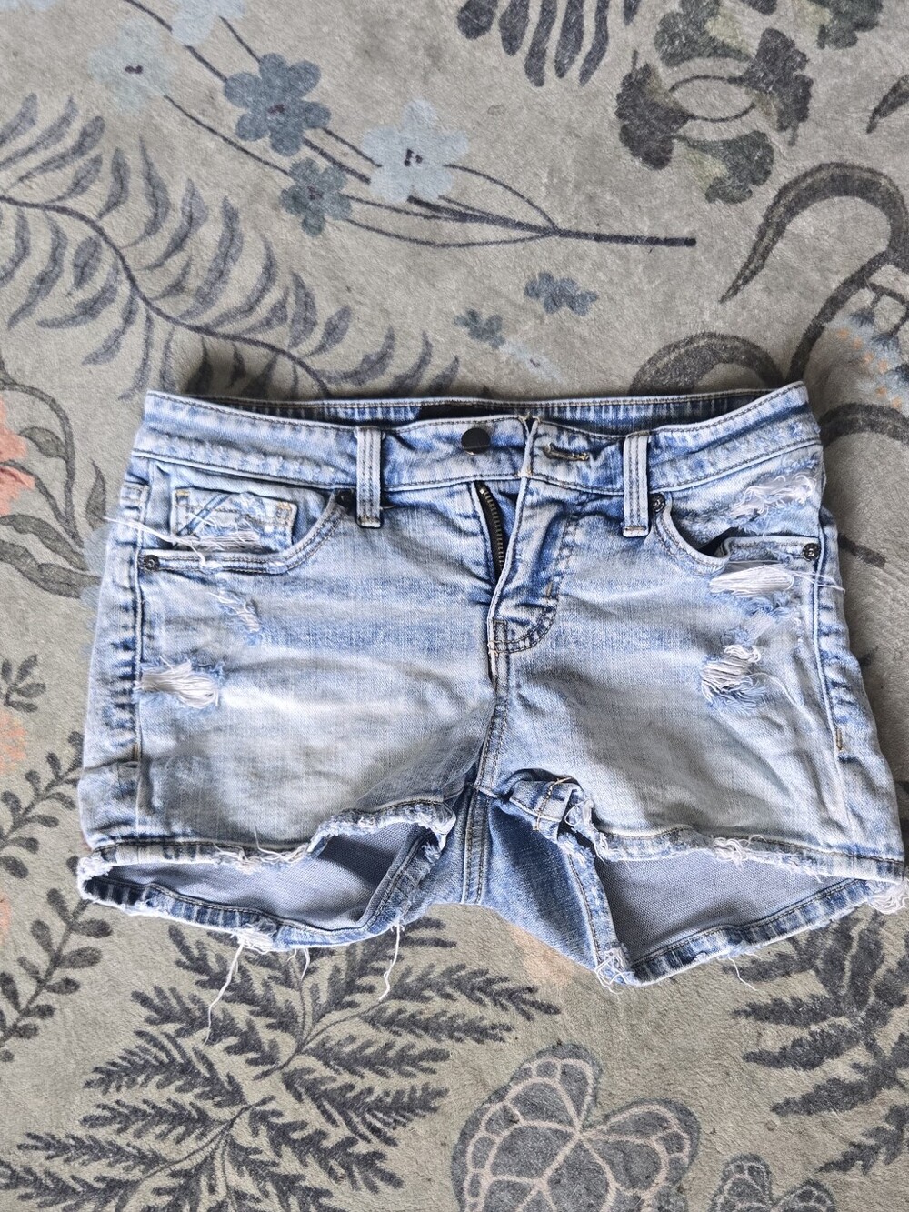 BKE Light Blue Distressed Denim Jean Shorts
